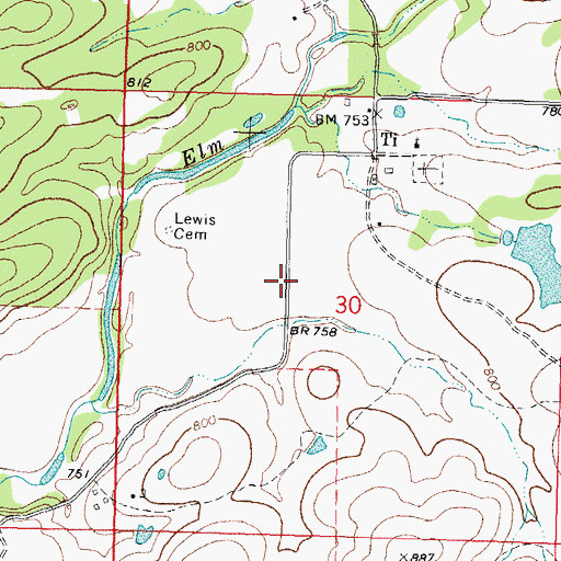 Topographic Map of Brushy Peaceable Creek Site 9 Dam, OK