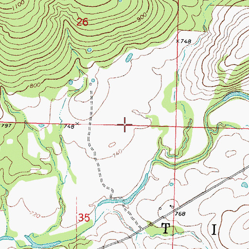 Topographic Map of Brushy Peaceable Creek Site 10 Reservoir, OK