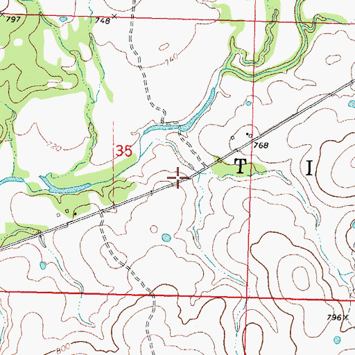 Topographic Map of Brushy Peaceable Creek Site 11 Reservoir, OK
