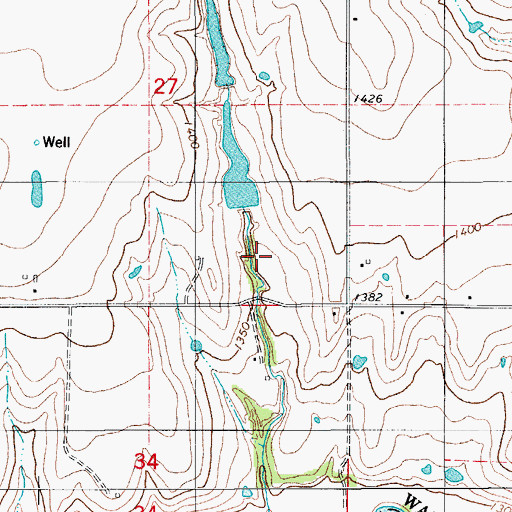 Topographic Map of Cowden Laterals Site 6 Dam, OK