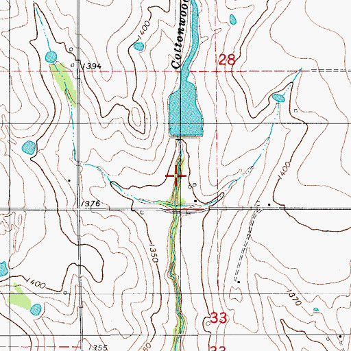 Topographic Map of Cowden Laterals Site 5 Reservoir, OK