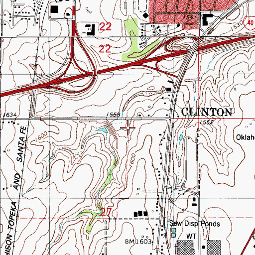 Topographic Map of South Clinton Laterals Site 6 Dam, OK