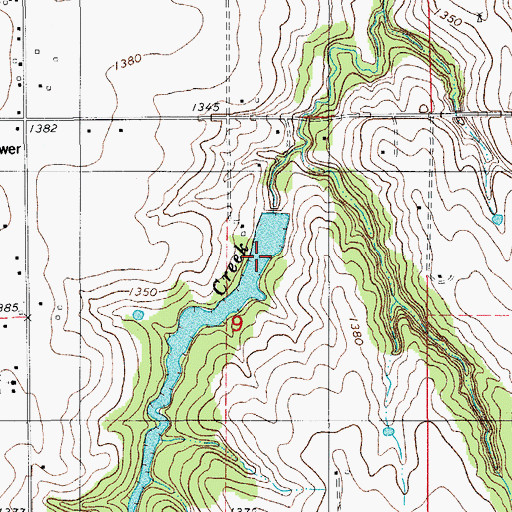 Topographic Map of Fort Cobb Laterals Site 1 Dam, OK