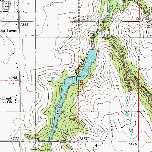 Topographic Map of Fort Cobb Laterals Site 1 Reservoir, OK