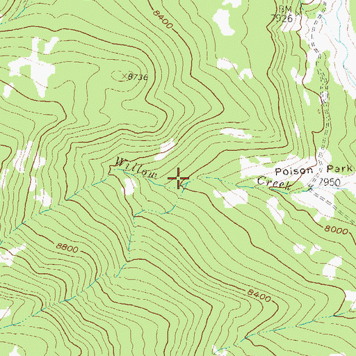 Topographic Map of Poison Park, CO