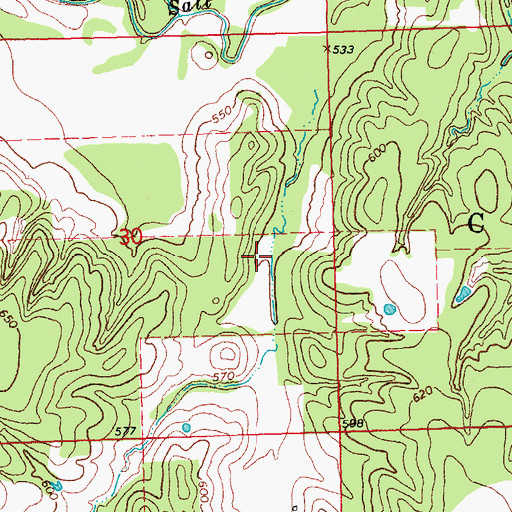Topographic Map of Lower Clear Boggy Creek Site 7 Reservoir, OK