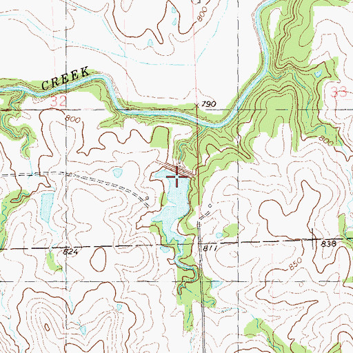 Topographic Map of Lower Black Bear Creek Site 27 Dam, OK