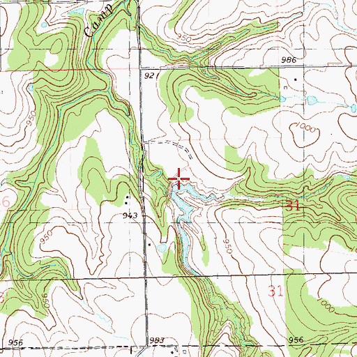 Topographic Map of Lower Black Bear Creek Site 21 Dam, OK