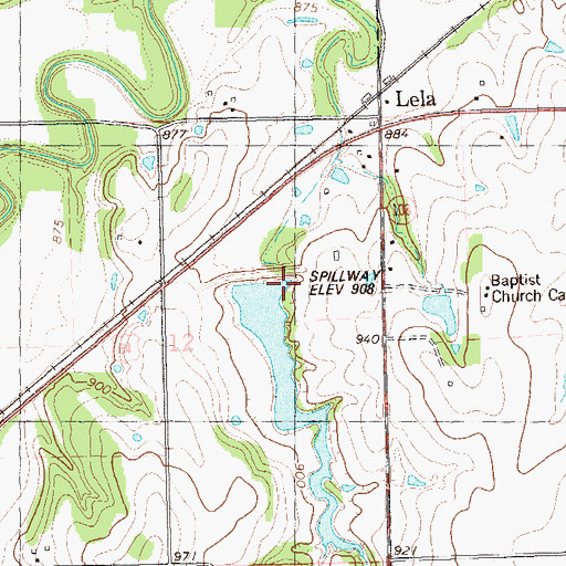 Topographic Map of Lower Black Bear Creek Site 14 Dam, OK