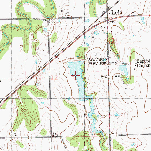 Topographic Map of Lower Black Bear Creek Site 14 Reservoir, OK