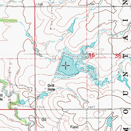 Topographic Map of Saddle Mountain Site 1 Reservoir, OK