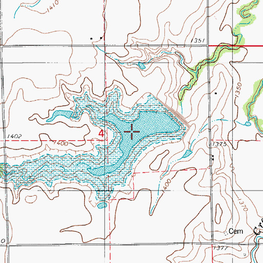 Topographic Map of Saddle Mountain Site 7 Reservoir, OK