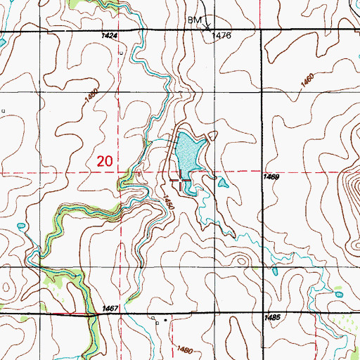 Topographic Map of Saddle Mountain Site 10 Dam, OK