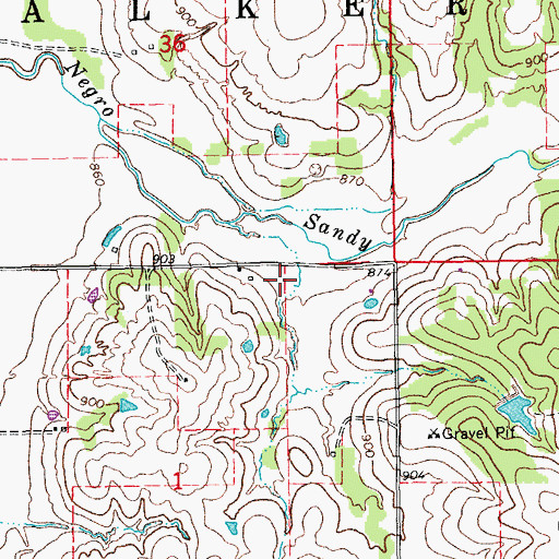 Topographic Map of Kickapoo Sandy Creek Site N4 Reservoir, OK