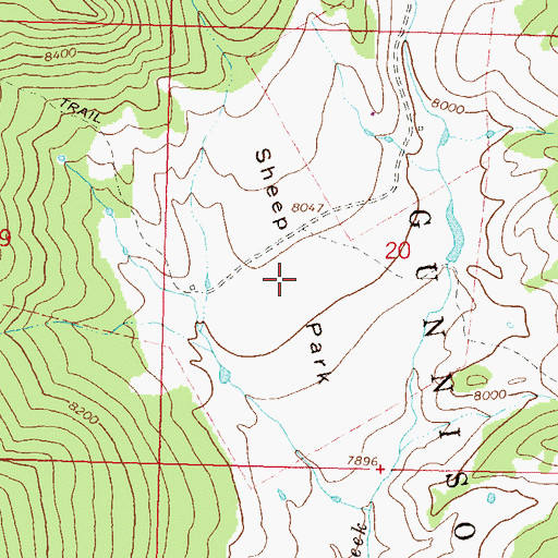 Topographic Map of Sheep Park, CO
