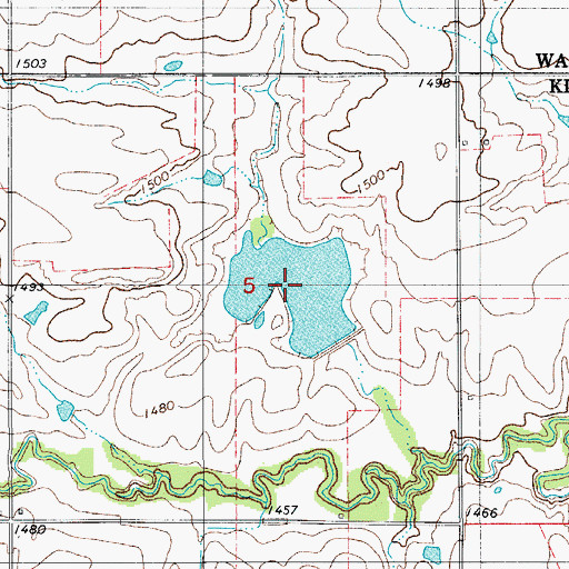 Topographic Map of Rainy Mountain Creek Site 32 Reservoir, OK