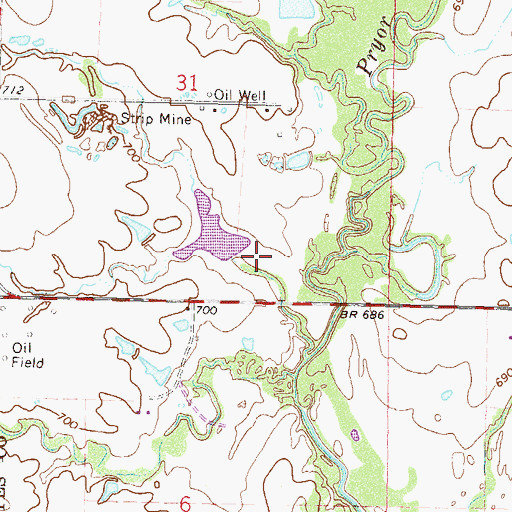 Topographic Map of Pryor Creek Number 15 Dam, OK