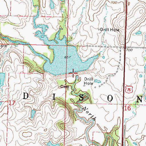 Topographic Map of Double Creek Site 1 Dam, OK