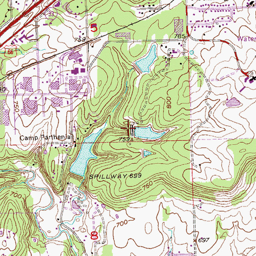 Topographic Map of Parthenia Lake Number 2 Dam, OK