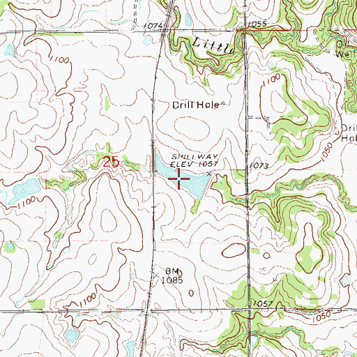 Topographic Map of Oknoname 103001 Reservoir, OK