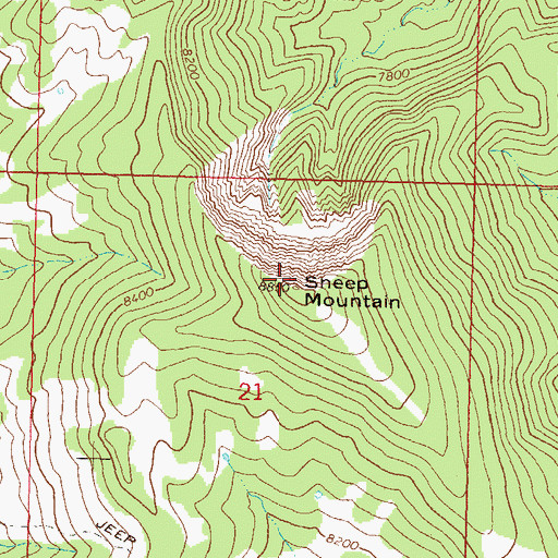 Topographic Map of Sheep Mountain, CO