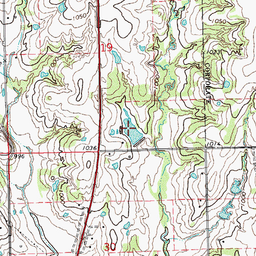 Topographic Map of Oknoname 12501 Reservoir, OK