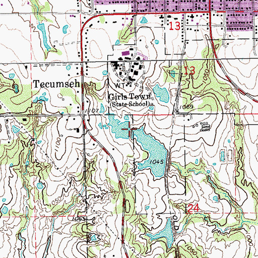 Topographic Map of Oknoname 12505 Dam, OK