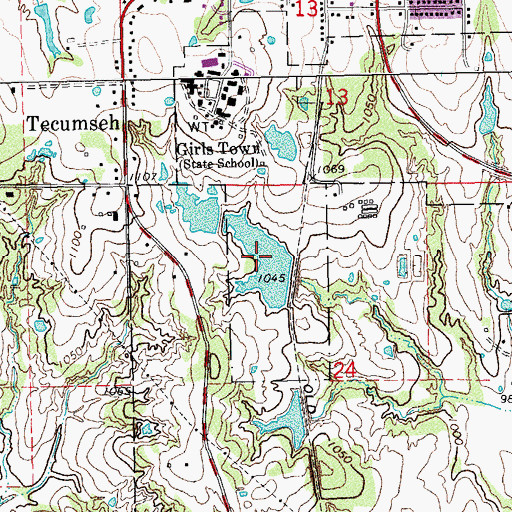 Topographic Map of Oknoname 12505 Reservoir, OK