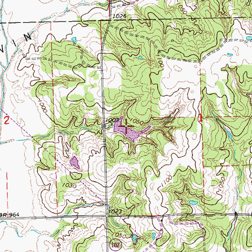 Topographic Map of Oknoname 12510 Dam, OK