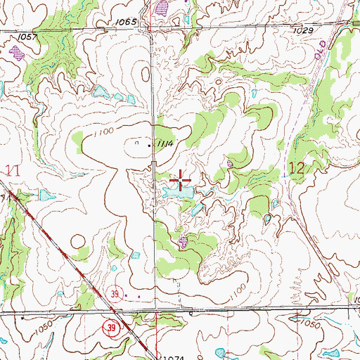 Topographic Map of Oknoname 12511 Dam, OK