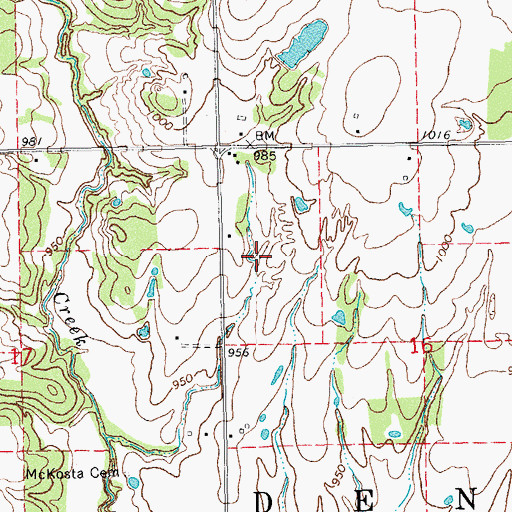 Topographic Map of Oknoname 12519 Reservoir, OK