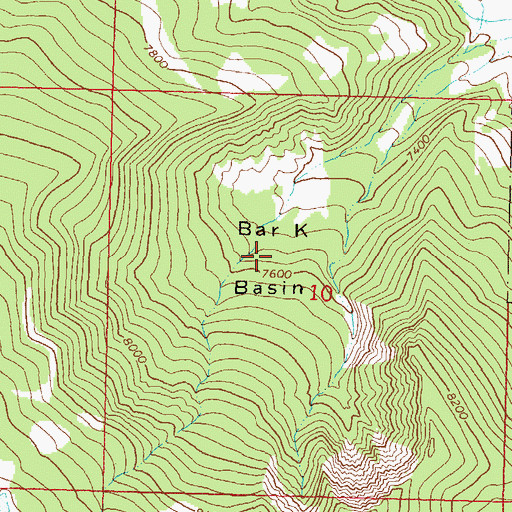Topographic Map of Bark Basin, CO