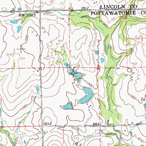 Topographic Map of Oknoname 12520 Reservoir, OK