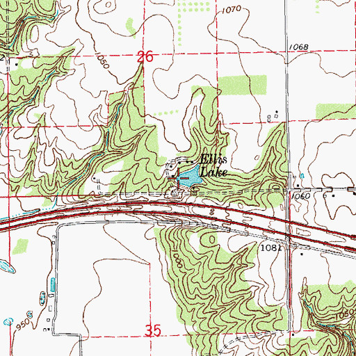 Topographic Map of Ellis Lake Dam, OK