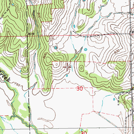 Topographic Map of Lower Bayou Creek Site 8 Dam, OK