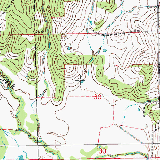Topographic Map of Lower Bayou Creek Site 8 Reservoir, OK