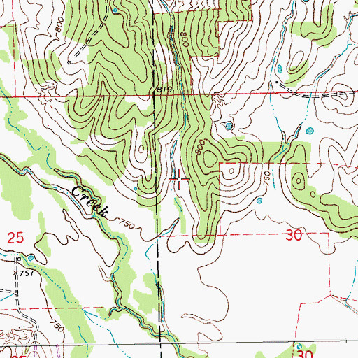 Topographic Map of Lower Bayou Creek Site 9 Reservoir, OK