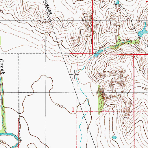 Topographic Map of Cowden Laterals Site 3 Dam, OK