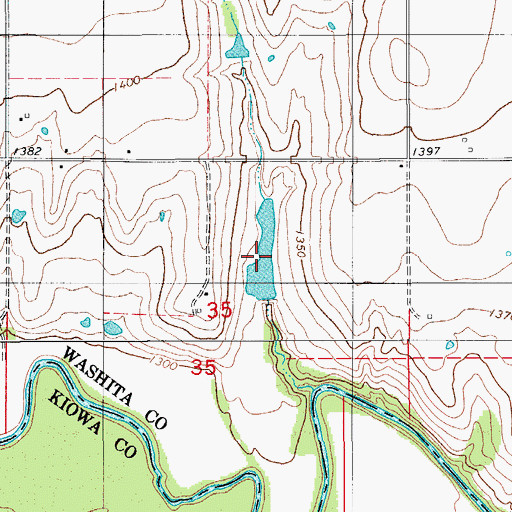 Topographic Map of Cowden Laterals Site 7 Reservoir, OK