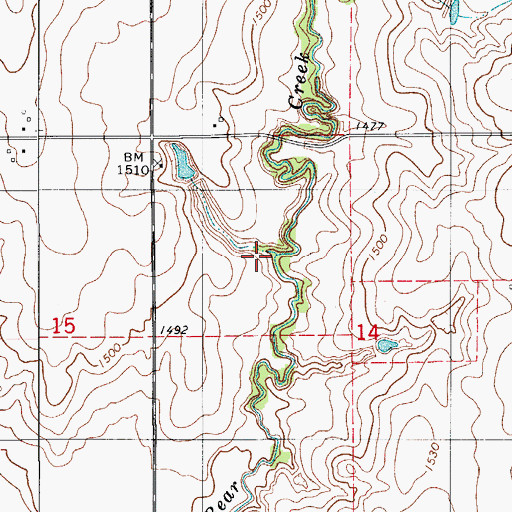 Topographic Map of Bear Creek Site 102 Dam, OK