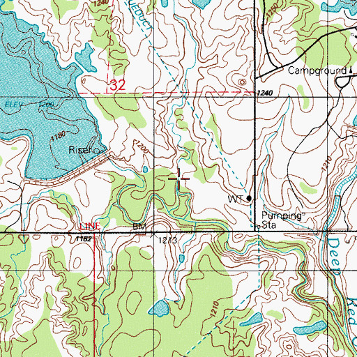 Topographic Map of Deep Red Run-Coffin Creek Site 2 Reservoir, OK