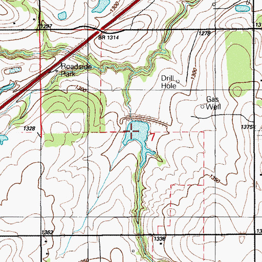 Topographic Map of Little Washita Creek Site 21 Dam, OK