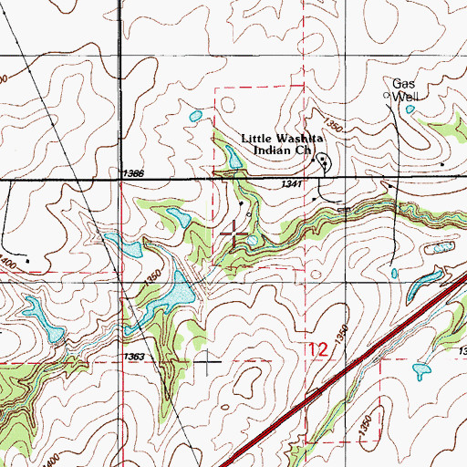 Topographic Map of Little Washita Creek Site 22 Dam, OK