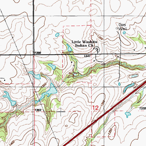 Topographic Map of Little Washita Creek Site 22 Reservoir, OK