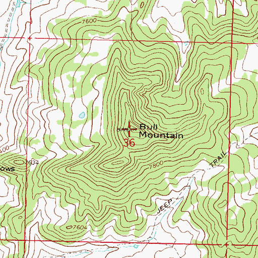 Topographic Map of Bull Mountain, CO