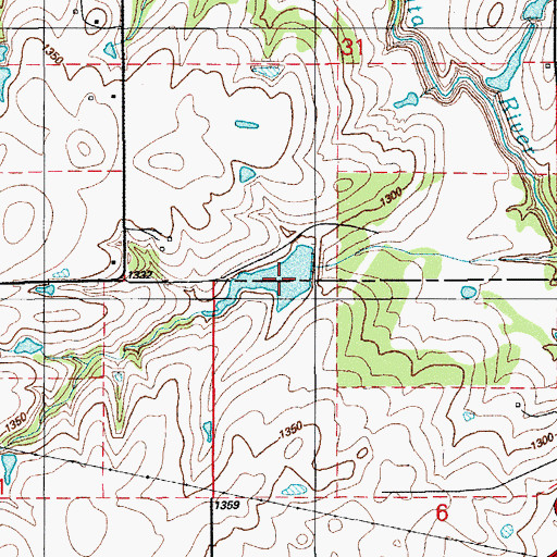 Topographic Map of Little Washita Creek Site 23 Dam, OK