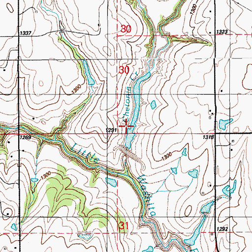 Topographic Map of Little Washita Creek Site 28 Dam, OK