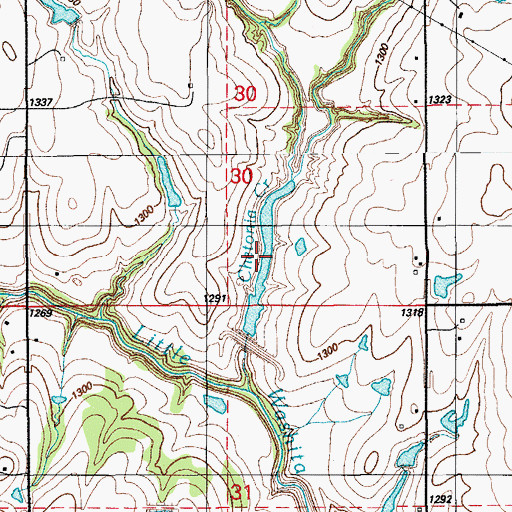 Topographic Map of Little Washita Creek Site 28 Reservoir, OK