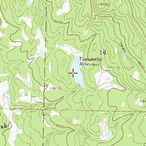 Topographic Map of Tomahawk Reservoir, CO