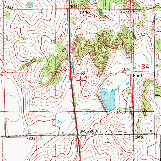 Topographic Map of Sugar Creek Site 102 Reservoir, OK